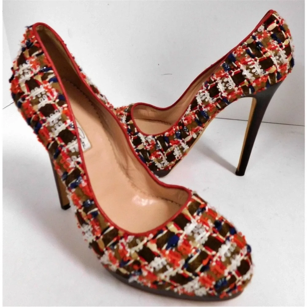 Designer Tweed Heels 🧡🤎 - Picture 1 of 6